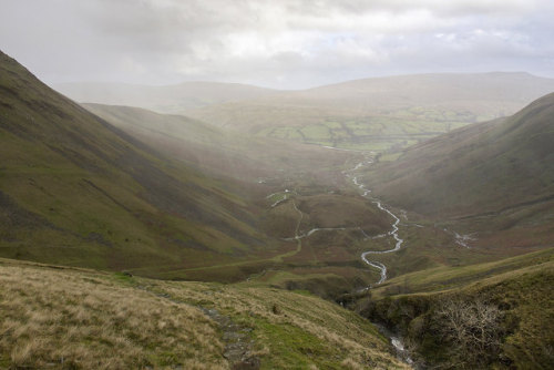 90377: Cautley Holme Beck and the Rawthey Valley, Howgill Fells near Sedbergh, Yorkshire Dales Natio