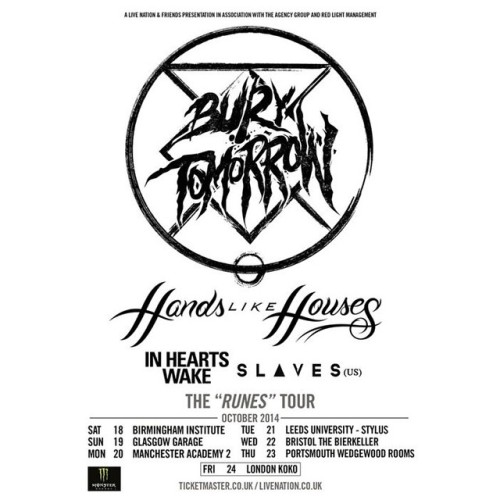 Slaves is headed to the UK to support Bury Tomorrow! #SlavesOfficial #BuryTomorrow #HandslikeHouses 