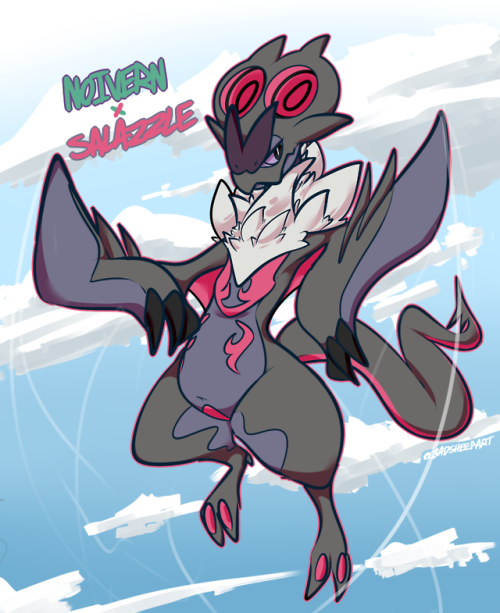 Noivern x Salazzle mix twitter doodle!