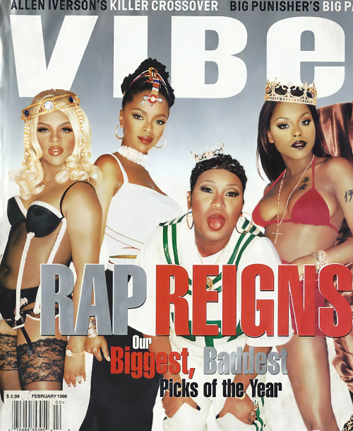 surra-de-bunda:       Lil’ Kim, Missy Elliott, Foxy Brown &amp; Lauryn Hill with LL Cool J, Busta Rhymes, Method Man &amp; Master P in Vibe Magazine - “Rap Reigns: Our Biggest, Baddest Picks of The Year” (February 1998).    