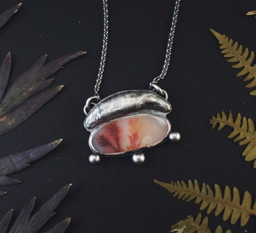 another piece in tonight’s update - Sterling cast canine tooth and dendritic agate pendant www.bones