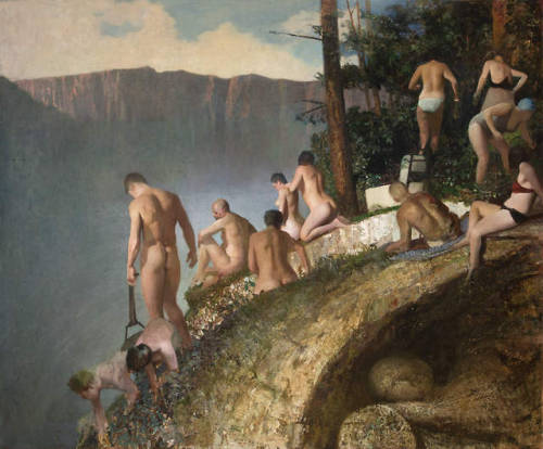 Vincent Desiderio (American, b. 1955), Bathers, 2017. Oil on canvas, 57 x 69 in.