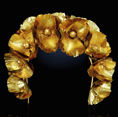 themakeupbrush:Gold and Brass Opium Poppy Crown, part of the “Power &amp; Image: Roya