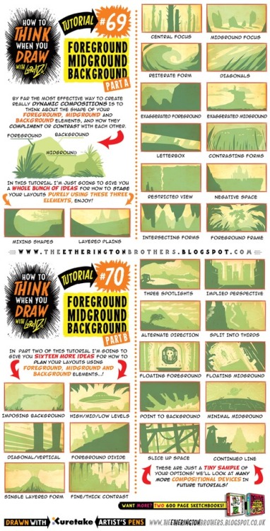 drawingden: How to draw FOREGROUND MIDGROUND BACKGROUND by STUDIOBLINKTWICE