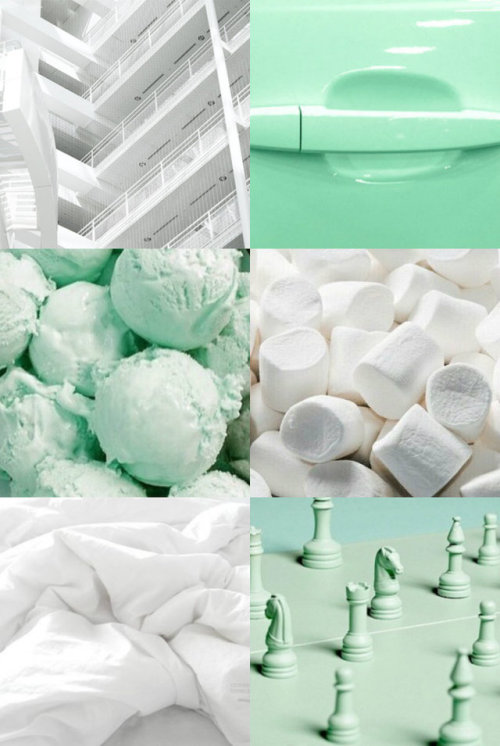 Mint green and white