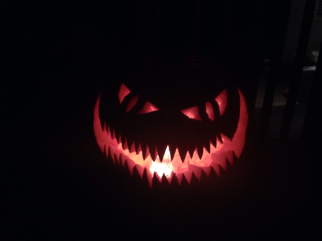 My brother and I carved our pumpkin! It turned out really nice!!