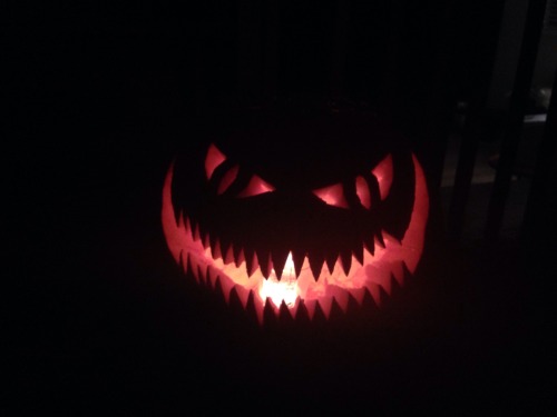 proudtobeinvisiable:  foursomewithteamfreewill:  My brother and I carved our pumpkin! It turned out really nice!!  I love this so much, I wish I could carve pumpkins!  Thank you! It took three hours, back aches and a lot of “do not cut your thumb