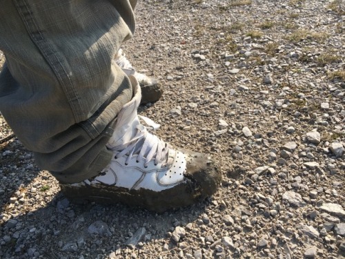 Muddy sneakers are a must, and the diapers are starting to leak badly :)