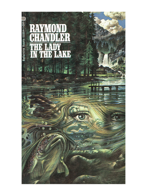 Tom Adams, book cover illustration for Raymond Chandler paperback series, 1975-77.  Ballantine Books