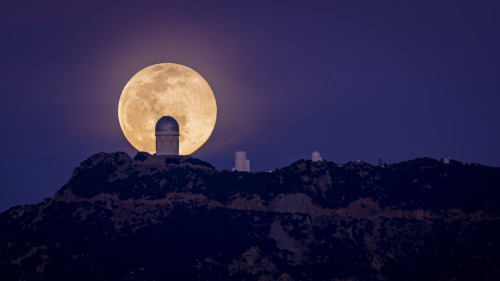 Kitt Peak MoonriseThe full moon rises behind the Kitt Peak National Observatory Mayall 4-m Telescope