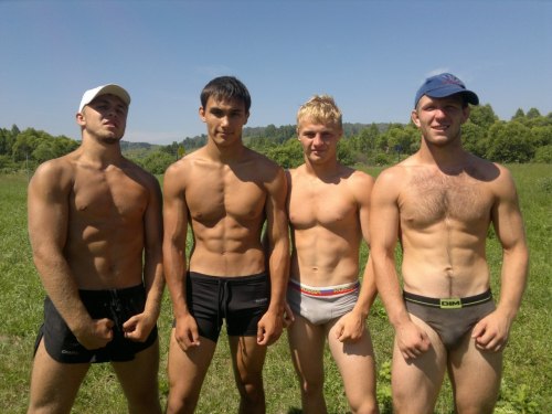 homoeroticusrex:  Naked (and near naked) camping. Enjoying the great outdoors with your buds!