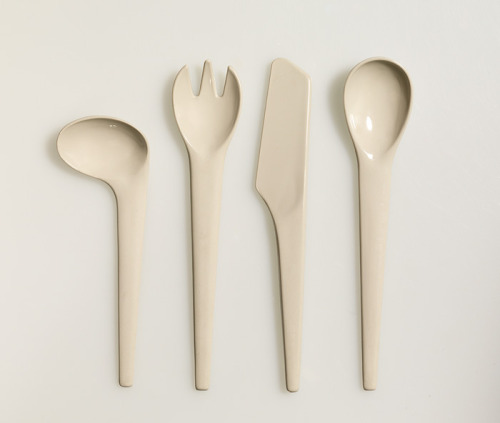 Hans Theo Baumann, Cutlery for Kids, 1966. Plastic. Made for Benzing, Ehingen, Germany. Via Germanis