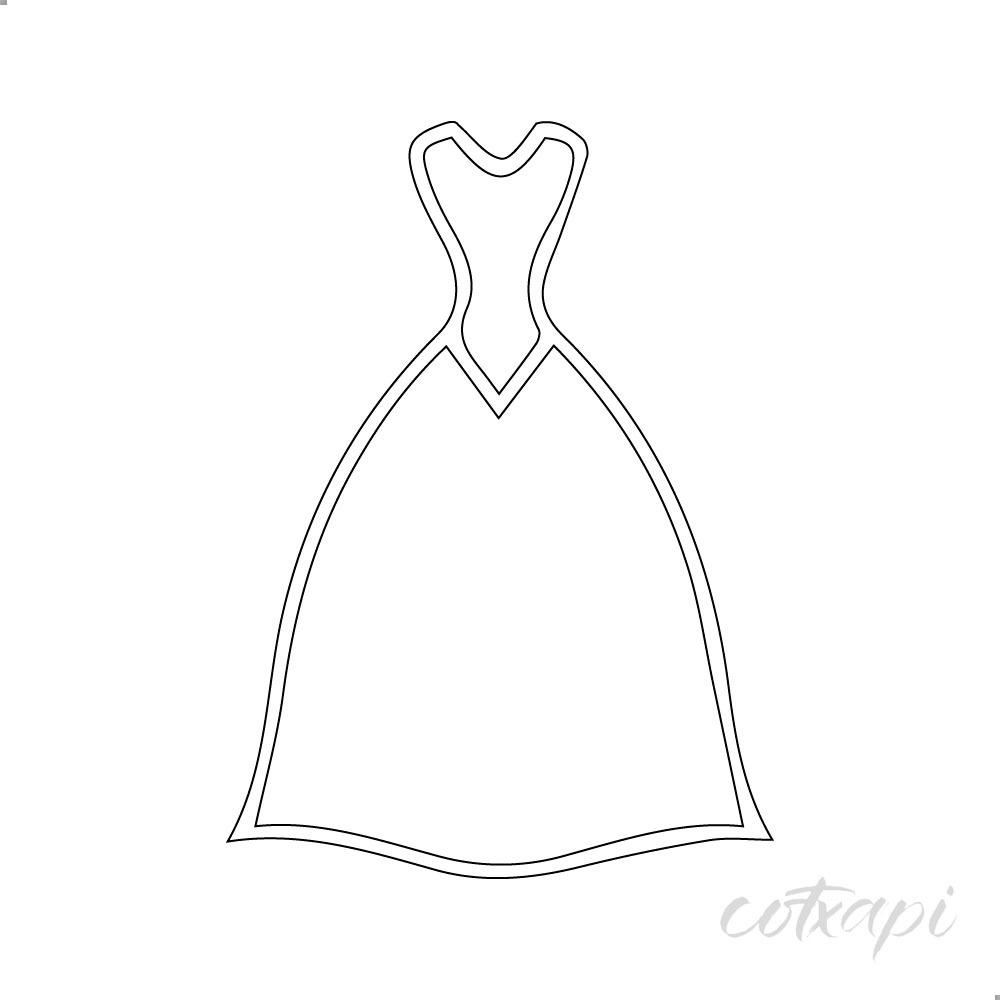 Girl Woman Ladies Dress Design Fashion Clothing Icon Set in Vector Dress Illustration Outline Art