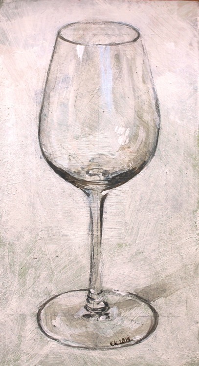 atkalelza: wine glass study acrylic on cardboard 20x11cm