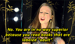 fictionalboy:  Someone can say that they don’t really enjoy YA. They don’t enjoy that character age. But… (x)  You can mature as a reader past the vocabulary and sentence structure, but that’s as far as I’ll take ‘I’ve matured