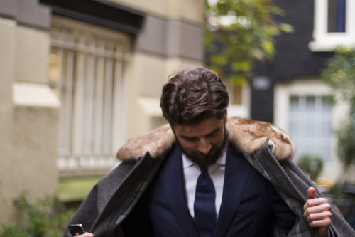 My friend Menco Nieuwenhuis from la couleur blanche sporting one of my Charcoal Portuguese Capes. Read the full spread here.