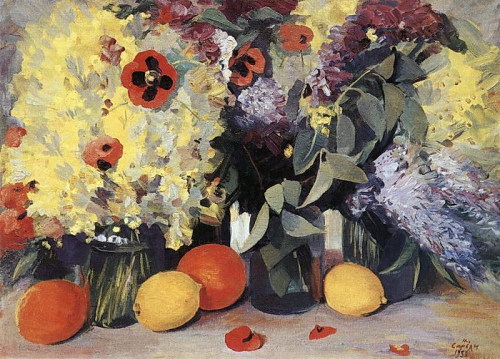 artist-sarian: Flowers, lemons, oranges, 1953, Martiros Sarian