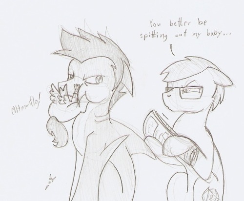 thedenofravenpuff:  I went and told Mom that our pet shark was eating Burd. If we get him fixed, can we still keep him?? Pet Shark too.   >w<!