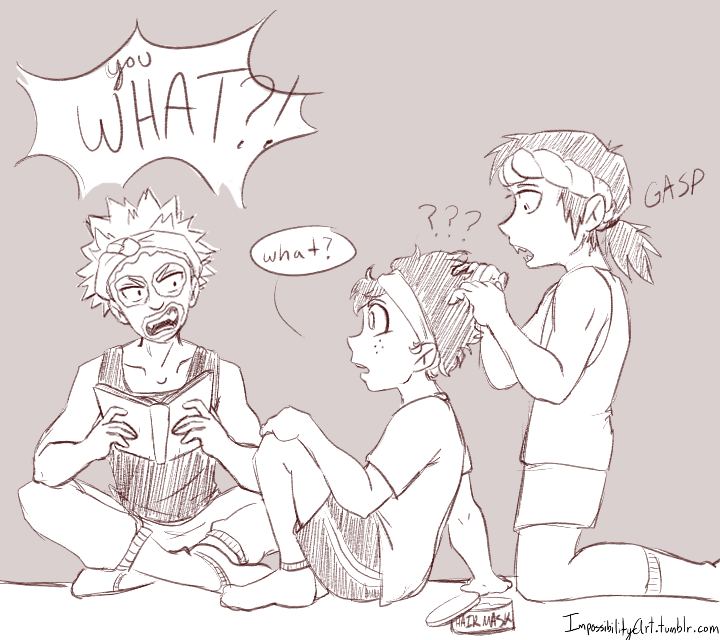 possiblynya:  midoriya barged in on their spa day so they let him join in, only to