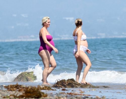 Heavily Pregnant Katy Perry Slips Into a Plum One-piece for a Swim in MalibuThe Roar singer Katy Per