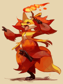 yellowfur:  bonus from my livestream - delphox !