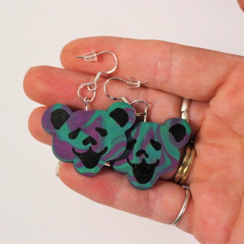 Sterling Silver handmade Grateful Dead Inspired Bear Earrings~Available at etsy.com/shop/TerrapinPer