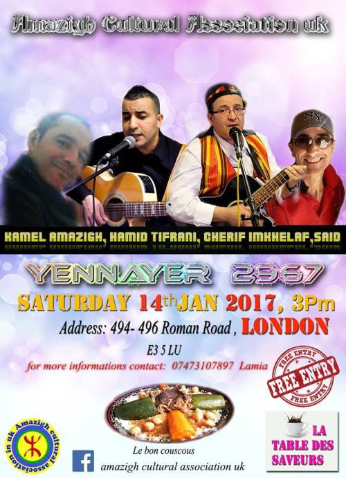 Find out all the Yennayer 2967/2017 (Amazigh New Year) celebrations around the world, including Unit