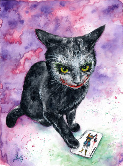 thecatart:  Why So Serious: Fine Art Watercolour Black Cat Joker Print cat pictures art