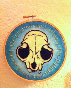 Piss-Soakedshoes:  Cat Skull For My Homegirl Jen. First Try At Embroidery And I’m