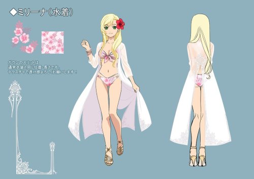 Characters design notes for Ix, Mileena, Shirley, Chloe &amp; Caius swimsuits outfits!Source: 1,