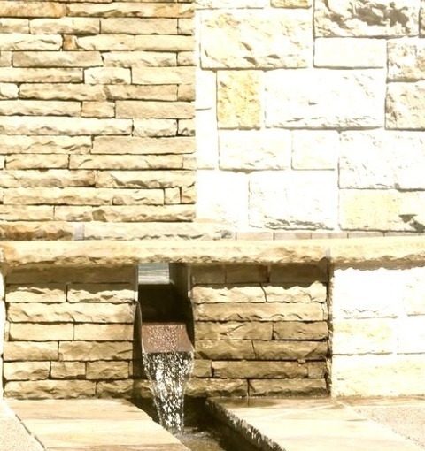 Fountain Pool In HoustonInspiration For A Mid-sized Transitional Backyard Stone And Custom-shaped Pool