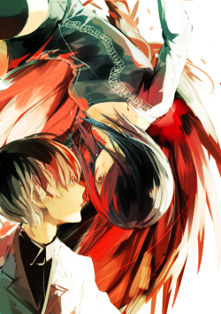 anime-fanarts:  Characters: Touka &amp; KanekiAnime: Tokyo Ghoul 喰種ろぐ２ by しょくむら‭ (id 5512911) | ※ Reprint with permission 