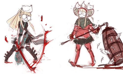 missusruin: Warmup doodles feat: Roux doing some dressup/outfitswap/au stuff. This is silly.