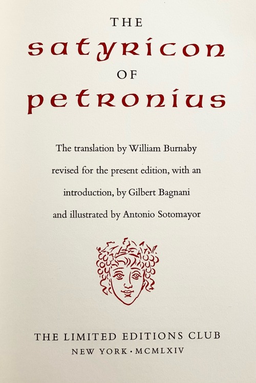 A 1964 Illustrated Satyricon, Translated By William Burnaby And Illustrated By Antonio Sotomayor