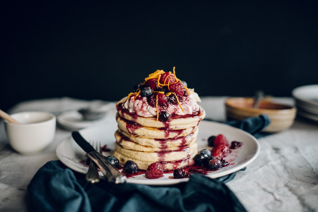 therecipepantry:  Orange Blossom with Vanilla Honey Cream and Berry Compote