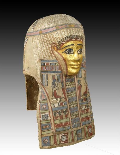 centuriespast: Mummy maskGeography:Undetermined site, EgyptDate:c. 100 BC-100 ADMedium:Cartonnage, p