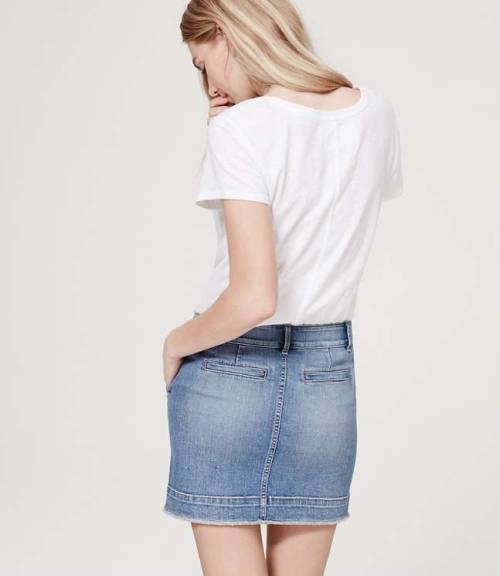 hipster-miniskirts: Raw Edge Denim Mini Skirt in Western Moon Wash