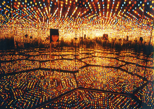 (via Yayoi Kusama with Infinity Mirrored Room – Love Forever installed for the 1966 solo exhibition 