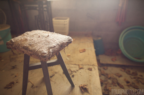 Rotting resort hotel near Kobe, Japan.  This was a small room with an ironing board and a sewin