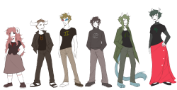 princessharumi:  i finally drew my own headcanon height/body type for the trolls ! but most importantly, i wanted to draw my hc tall!Nepeta compared to everyone else uvu  Full Stitched Version Here 