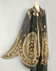 Deco metallic embroidered tulle evening cape, c.1920, from the Vintage Textile archives.