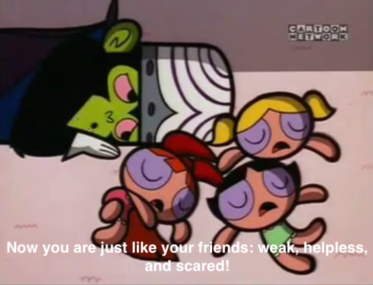 mind–master:  One of my favorite episodes of the Powerpuff Girls is Slumbering With the Enemy (Season 2 Episode 13b) because the message is so satisfying to see.In the episode, Mojo takes away the Powerpuff Girls’ powers while the girls are having
