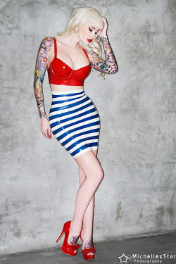 Ladylucielatex:sabina Kelley Looking Like A Super Sexy Parisian Sailor Girl In The