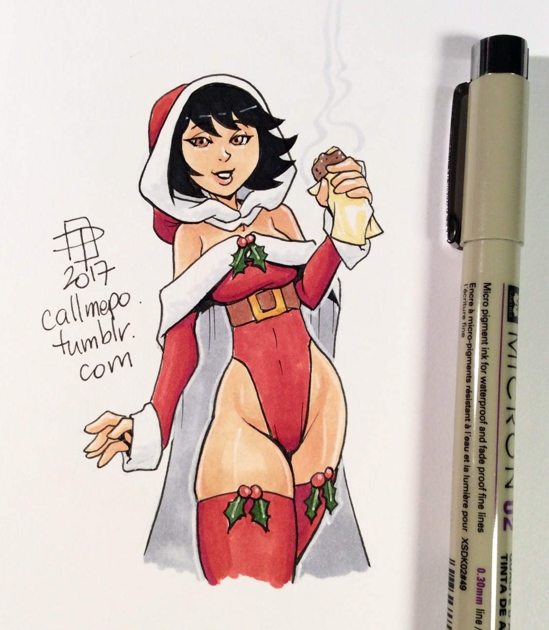 callmepo: Another way to keep warm in winter.  Holiday Hottie tiny doodle of Ashi
