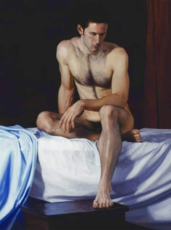 David Warren (Australian, b. 1945), Seated Male Nude (Michael), 2005. Oil on linen, 61 x 46  cm.