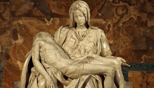 mjalti: La Pieta by Michaelangelo ||  A Woman Protects Her Son by Samuel Aranda