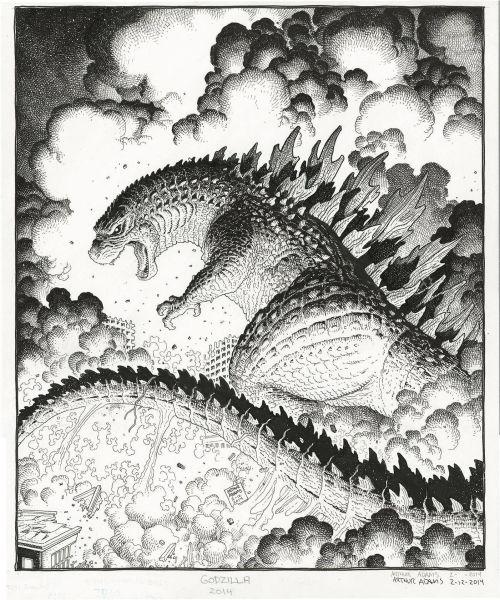 chernobog13: An Art Adams drawing of a very fierce Godzilla!