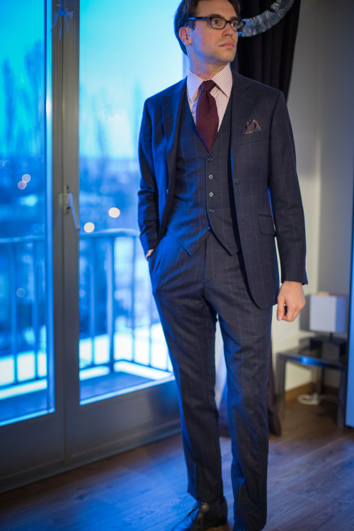 MTM Ohnona 3 piece-suitBespoke Charvet shirtLucca tieDrake&rsquo;s PSAubercy shoes