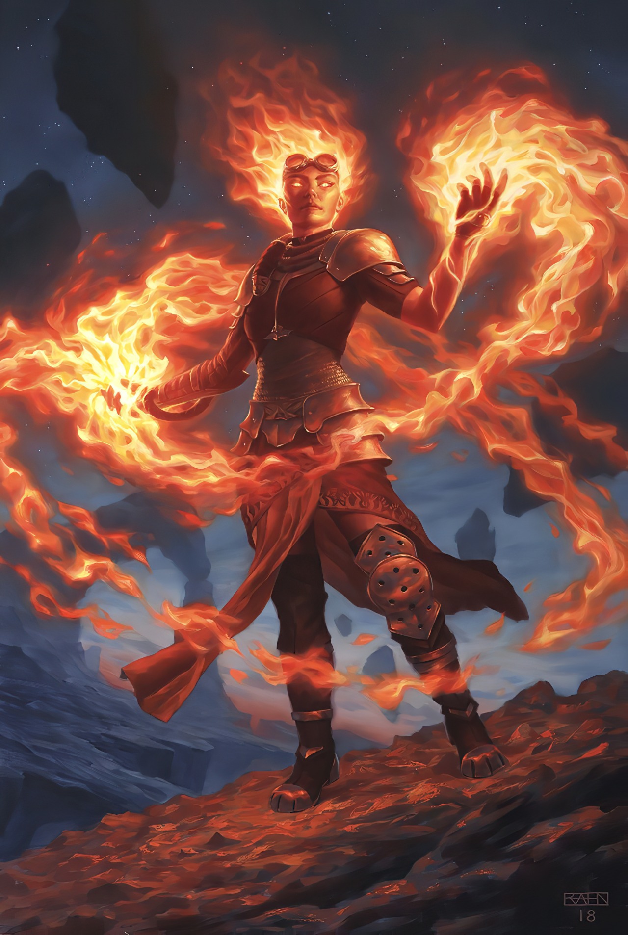 Chandra, Awakened Inferno by Chris Rahn #Magic the Gathering #MtG #Core Set 2020 #Magic 2020#Chandra Nalaar #Chandra Awakened Inferno #Planeswalker#Fantasy#Art#Chris Rahn