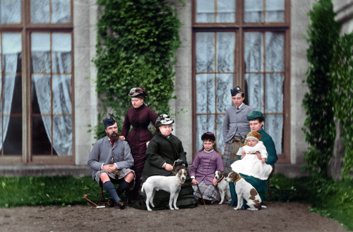 Balmoral, 1882.Queen Victoria with Grand Duke Ludwig IV of Hesse and two of his children: Princess A